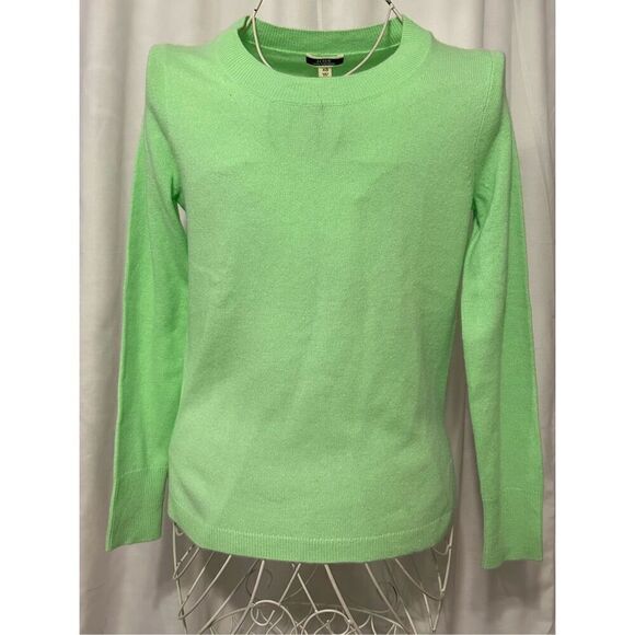 EXCELLENT CONDITION J Crew green 100% Cashmere Pullover Sweater Scoop Neck Size - Picture 1 of 5